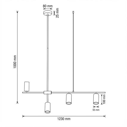 Brilagi - Piekaramā lampa uz troses CRANE 4xGU10/30W/230V balta