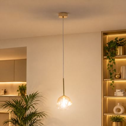 BRILAGI - Piekaramā lampa uz troses VULCANO 1xG9/8W/230V Ø 15 cm zelta/dūmakaini bēša