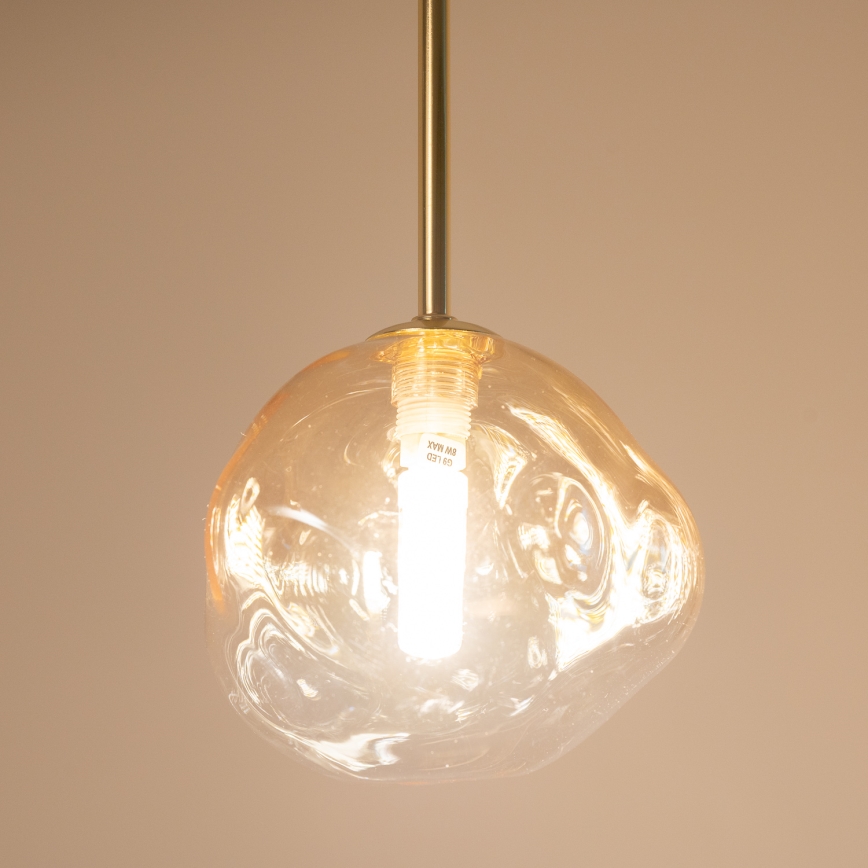BRILAGI - Piekaramā lampa uz troses VULCANO 1xG9/8W/230V Ø 15 cm zelta/dūmakaini bēša