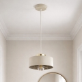 Brilagi - piekaramā lampa uz vada 1xE27/60W/230V Ø 20 cm bēša/zelta