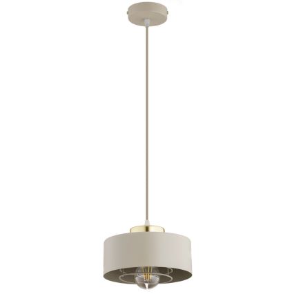 Brilagi - piekaramā lampa uz vada 1xE27/60W/230V Ø 20 cm bēša/zelta