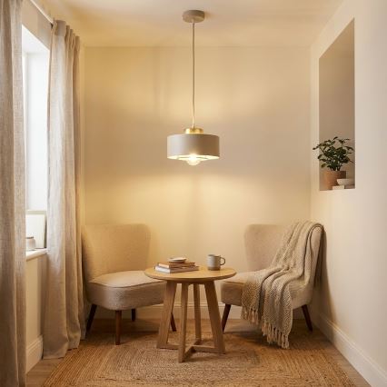 Brilagi - piekaramā lampa uz vada 1xE27/60W/230V Ø 20 cm bēša/zelta