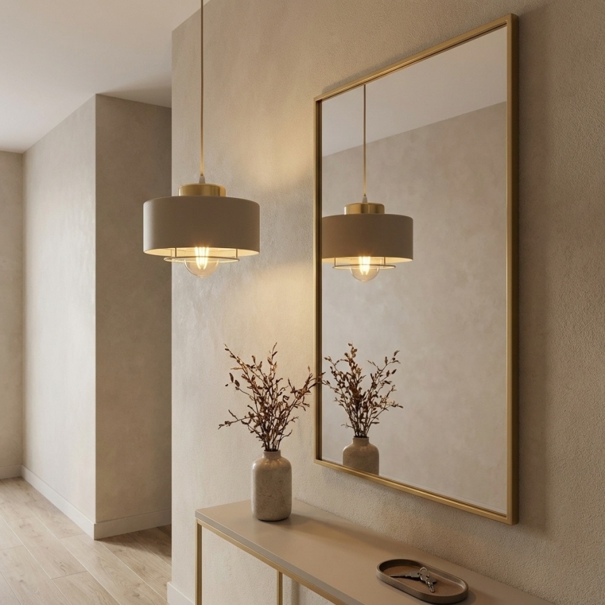 Brilagi - piekaramā lampa uz vada 1xE27/60W/230V Ø 20 cm bēša/zelta
