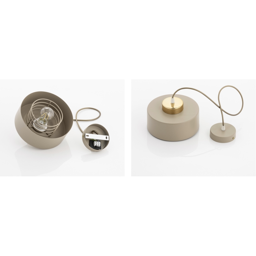 Brilagi - piekaramā lampa uz vada 1xE27/60W/230V Ø 20 cm bēša/zelta