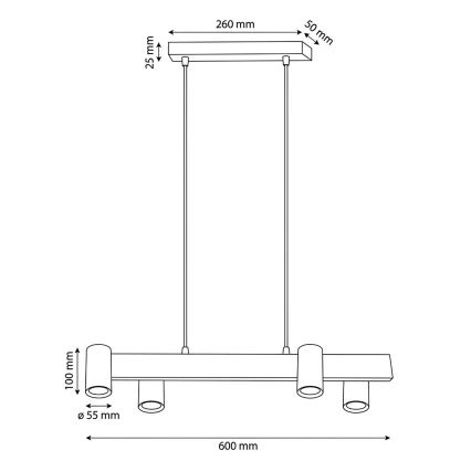BRILAGI - Piekaramā lampa uz vada SELE 4xGU10/30W/230V bēša