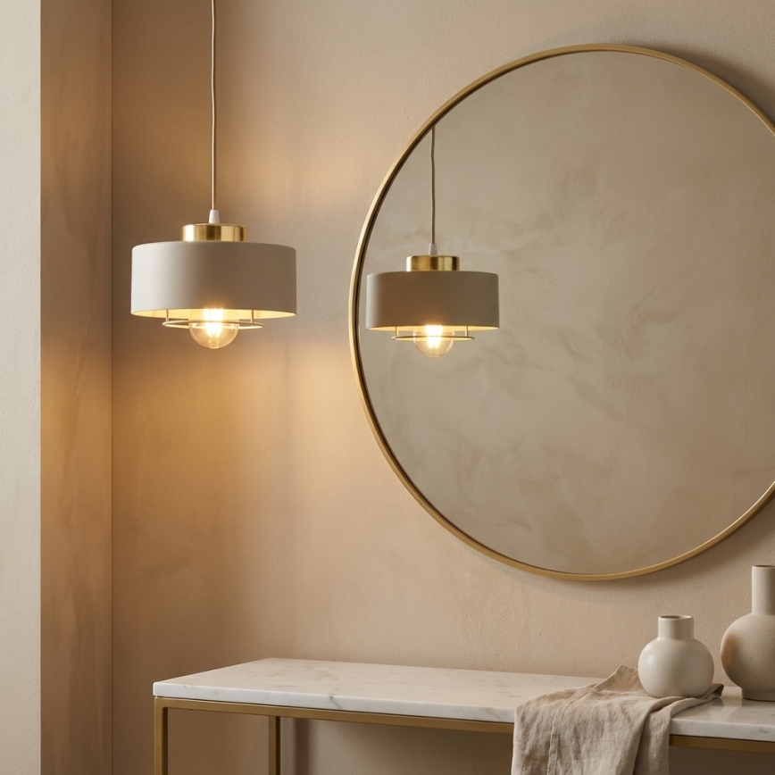 Brilagi - piekaramā lampa uz vada SPRING 1xE27/60W/230V Ø 20 cm bēša/zelta