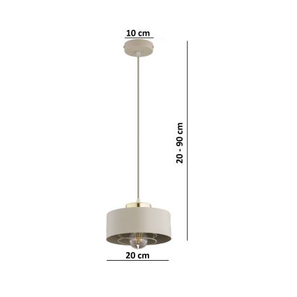 Brilagi - piekaramā lampa uz vada SPRING 1xE27/60W/230V Ø 20 cm bēša/zelta