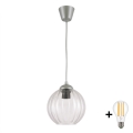 BRILAGI - Piekaramā LED lustra uz kabeļa RETRO GLASS 1xE27/60W/230V Ø 18 cm, sudraba/caurspīdīga