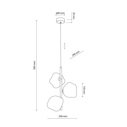 Brilagi - Piekaramā lustra ar kabeli VULCANO 3xG9/8W/230V zelta/dūmakaina bēša