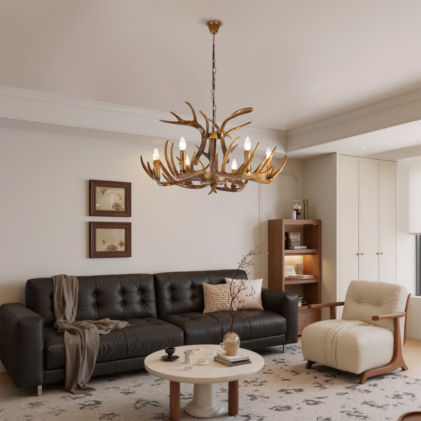 Brilagi - Piekaramā lustra ar ķēdi DEER 6xE14/10W/230V Ø 80 cm ragi