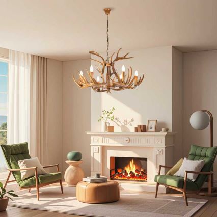 Brilagi - Piekaramā lustra ar ķēdi DEER 6xE14/10W/230V Ø 80 cm ragi