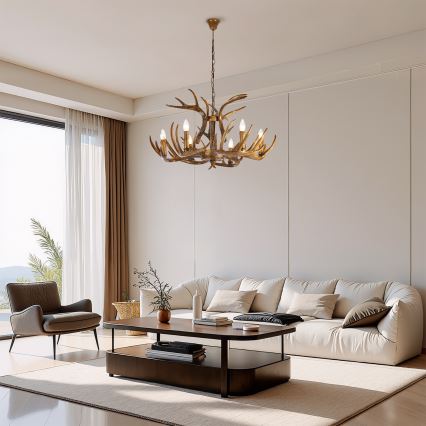 Brilagi - Piekaramā lustra ar ķēdi DEER 6xE14/10W/230V Ø 80 cm ragi