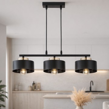 Brilagi - piekaramā lustra uz kabeļa 3xE27/60W/230V melna/zelta