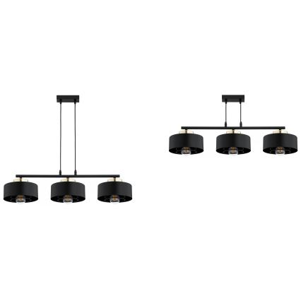 Brilagi - piekaramā lustra uz kabeļa 3xE27/60W/230V melna/zelta