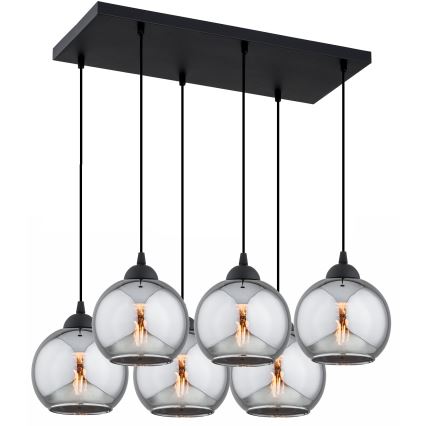 Brilagi - piekaramā lustra uz kabeļa 6xE27/60W/230V melna/dūmakaini pelēka