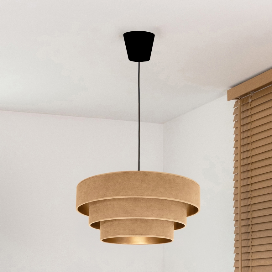 Brilagi - Piekaramā lustra uz kabeļa LUNETA 1xE27/60W/230V Ø 40 cm bēša/zeltaina
