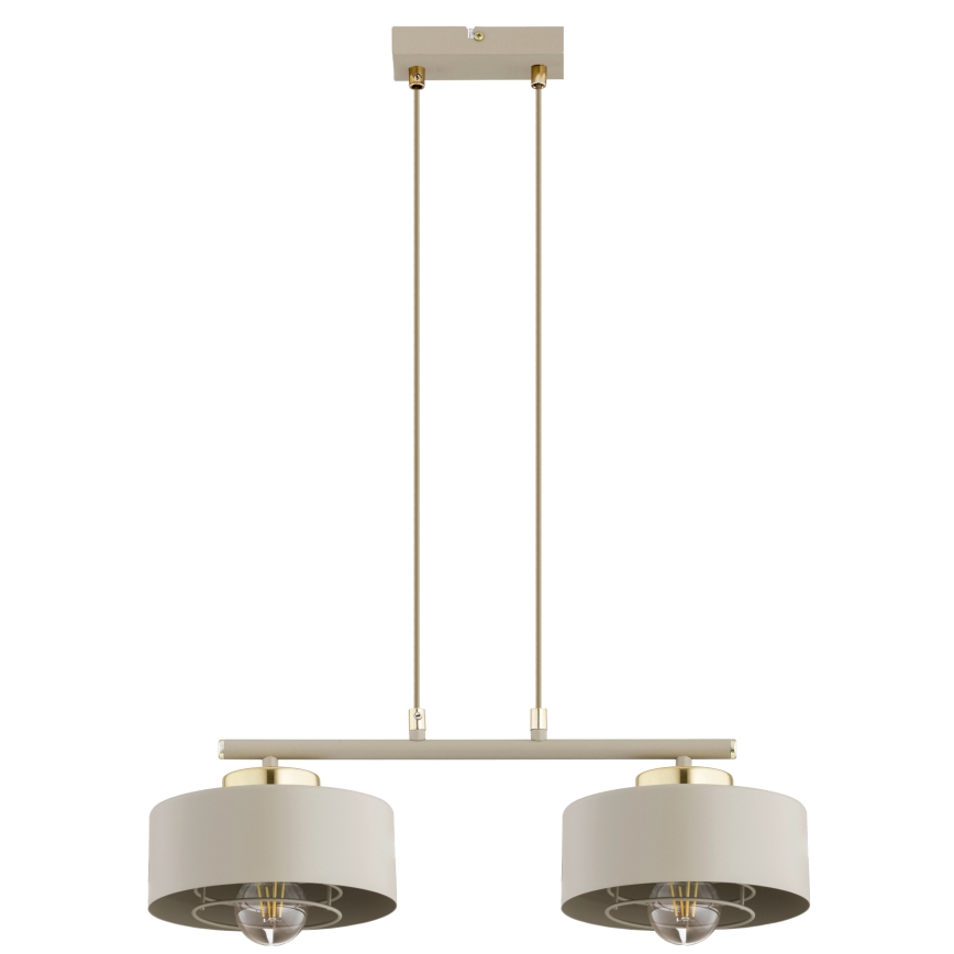 Brilagi - piekaramā lustra uz kabeļa SPRING 2xE27/60W/230V bēšs/zelts