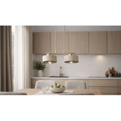 Brilagi - piekaramā lustra uz kabeļa SPRING 2xE27/60W/230V bēšs/zelts