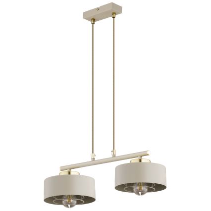 Brilagi - piekaramā lustra uz kabeļa SPRING 2xE27/60W/230V bēšs/zelts