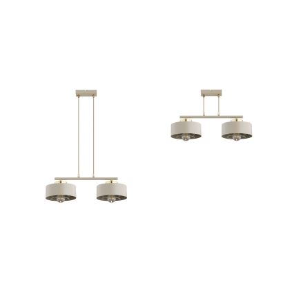 Brilagi - piekaramā lustra uz kabeļa SPRING 2xE27/60W/230V bēšs/zelts