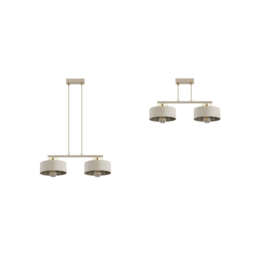 Brilagi - piekaramā lustra uz kabeļa SPRING 2xE27/60W/230V bēšs/zelts