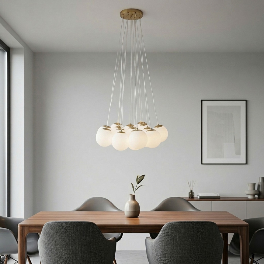 Brilagi - Piekaramā lustra uz troses GLOBE 15xE14/15W/230V balta