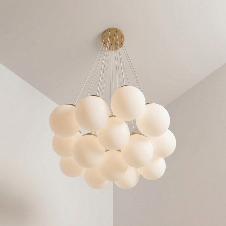 Brilagi - Piekaramā lustra uz troses GLOBE 15xE14/15W/230V balta