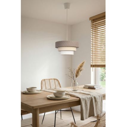 Brilagi - Piekarāmā lustra uz troses LUNETA 1xE27/60W/230V Ø 40 cm pelēka/krēmkrāsa/balta