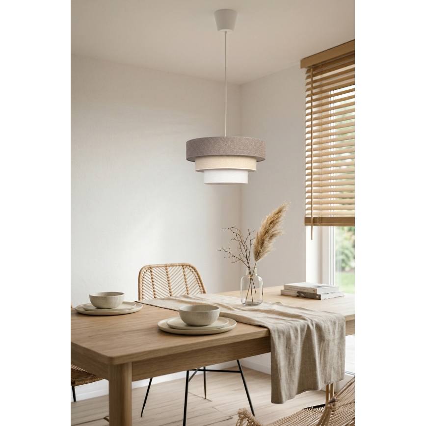 Brilagi - Piekarāmā lustra uz troses LUNETA 1xE27/60W/230V Ø 40 cm pelēka/krēmkrāsa/balta