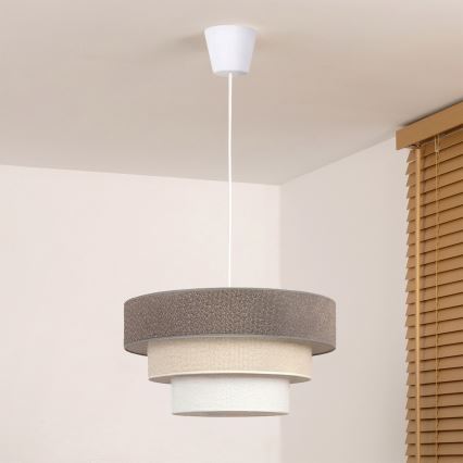 Brilagi - Piekarāmā lustra uz troses LUNETA 1xE27/60W/230V Ø 40 cm pelēka/krēmkrāsa/balta