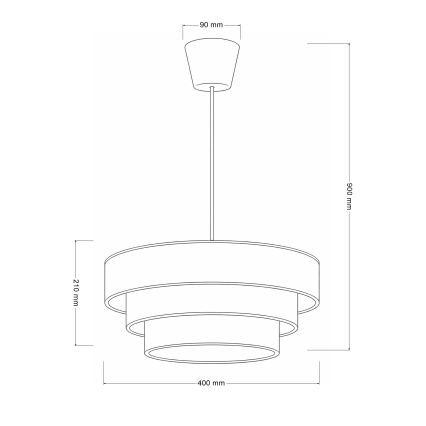 Brilagi - Piekarāmā lustra uz troses LUNETA 1xE27/60W/230V Ø 40 cm pelēka/krēmkrāsa/balta