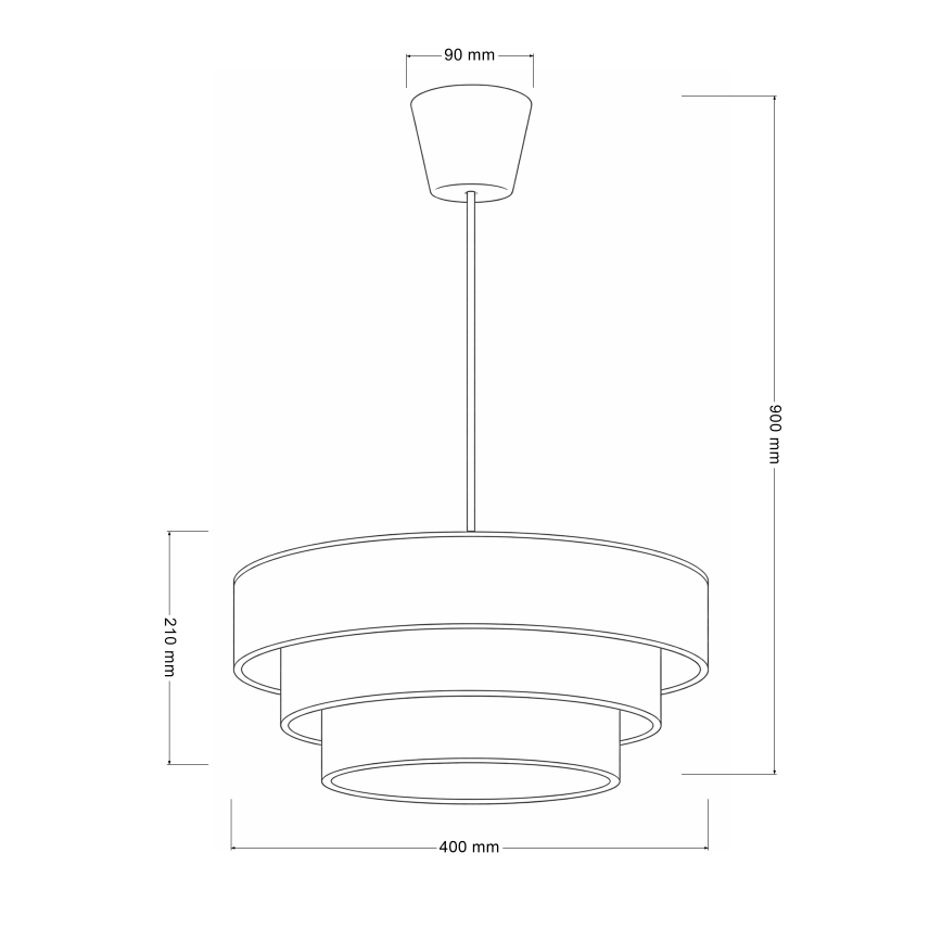 Brilagi - Piekarāmā lustra uz troses LUNETA 1xE27/60W/230V Ø 40 cm pelēka/krēmkrāsa/balta