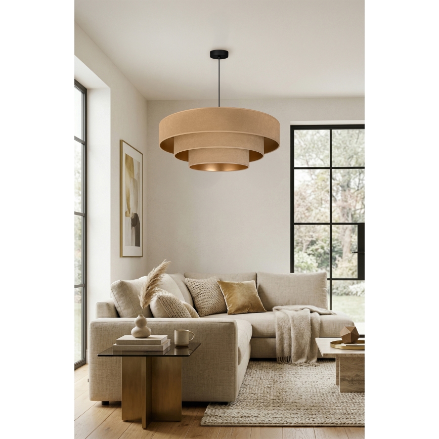 Brilagi - Piekaramā lustra uz troses LUNETA 3xE27/60W/230V pr. 80 cm bēša/zelta