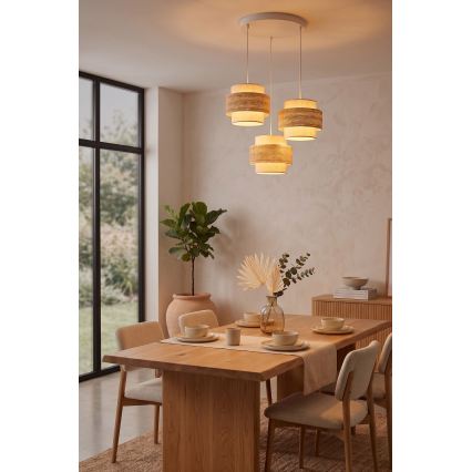 Brilagi - Piekaramais gaismeklis ar vadu SPACE 3xE27/60W/230V Ø 40 cm bēšs/krēmkrāsains