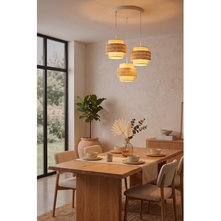 Brilagi - Piekaramais gaismeklis ar vadu SPACE 3xE27/60W/230V Ø 40 cm bēšs/krēmkrāsains