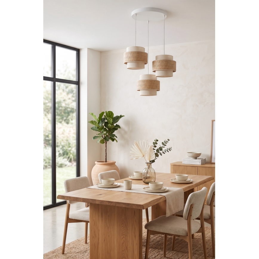 Brilagi - Piekaramais gaismeklis ar vadu SPACE 3xE27/60W/230V Ø 40 cm bēšs/krēmkrāsains