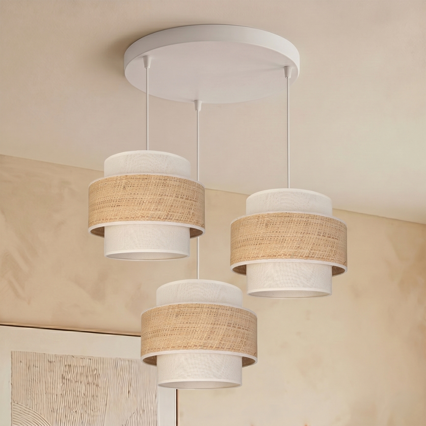 Brilagi - Piekaramais gaismeklis ar vadu SPACE 3xE27/60W/230V Ø 40 cm bēšs/krēmkrāsains