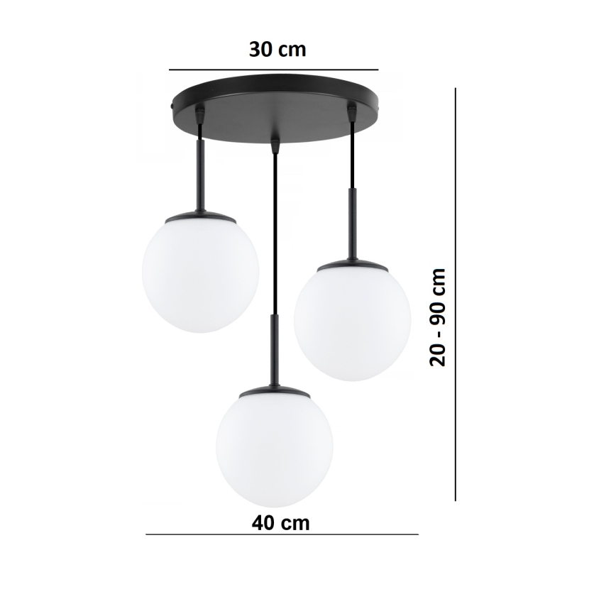 BRILAGI - Piekarināmā lampa ar vadu MILO 3xE27/60W/230V, melna