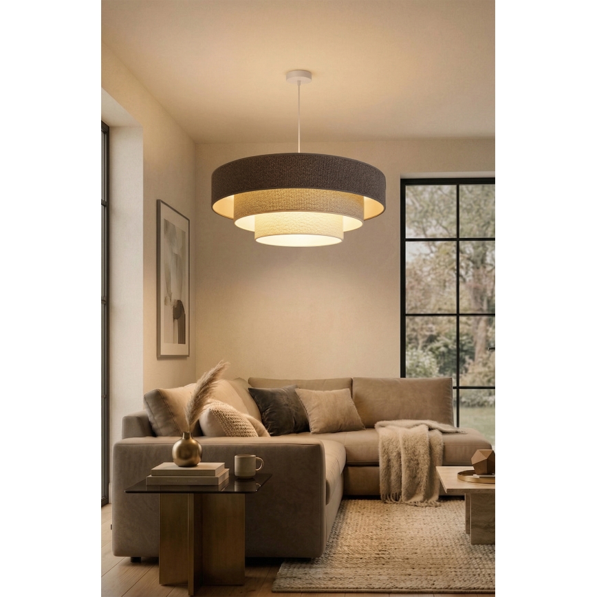 Brilagi - Piekārta lustra uz troses LUNETA 3xE27/60W/230V Ø 80 cm pelēka/krēmīga/balta