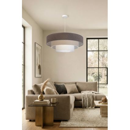 Brilagi - Piekārta lustra uz troses LUNETA 3xE27/60W/230V Ø 80 cm pelēka/krēmīga/balta