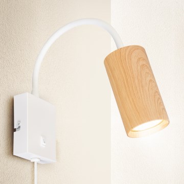 Brilagi - Pielāgojama sienas lampa SELE 1xGU10/30W/230V balta/ozolkoka dekors