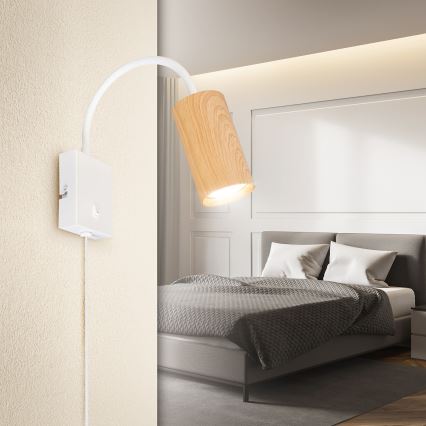 Brilagi - Pielāgojama sienas lampa SELE 1xGU10/30W/230V balta/ozolkoka dekors