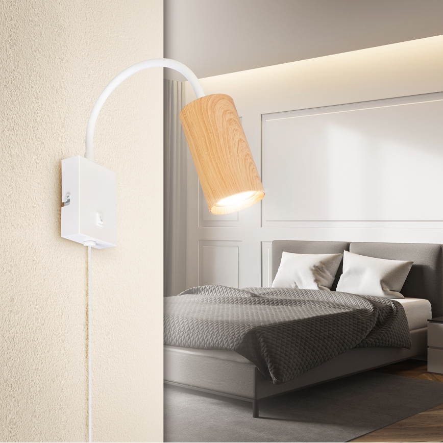 Brilagi - Pielāgojama sienas lampa SELE 1xGU10/30W/230V balta/ozolkoka dekors