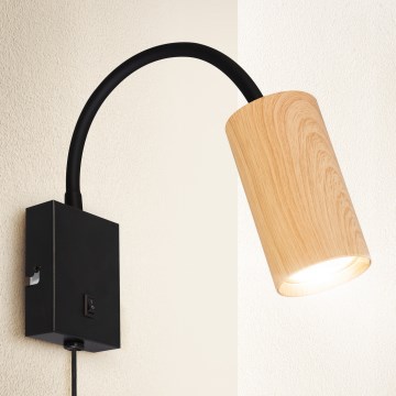 Brilagi - Pielāgojama sienas lampa SELE 1xGU10/30W/230V melna/ozolkoka dekors