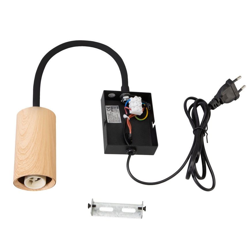 Brilagi - Pielāgojama sienas lampa SELE 1xGU10/30W/230V melna/ozolkoka dekors