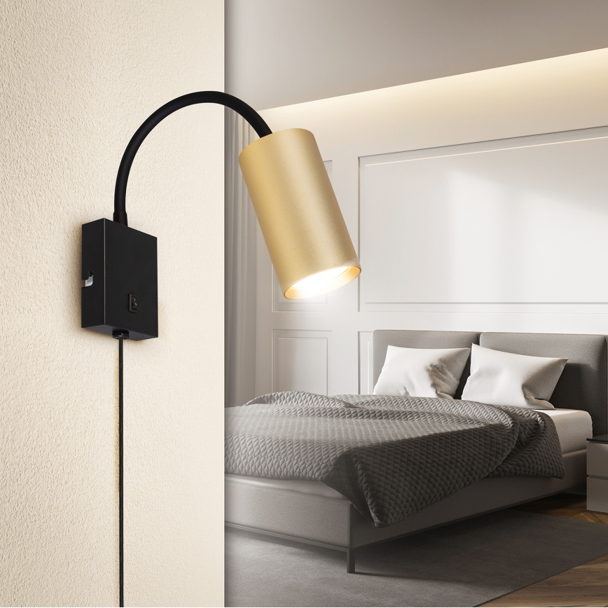 Brilagi - Pielāgojama sienas lampa SELE 1xGU10/30W/230V melna/zelta