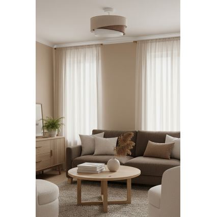 Brilagi - Piestiprināma griestu lampa ARROW 1xE27/60W/230V Ø 45 cm bēša/brūna/balta