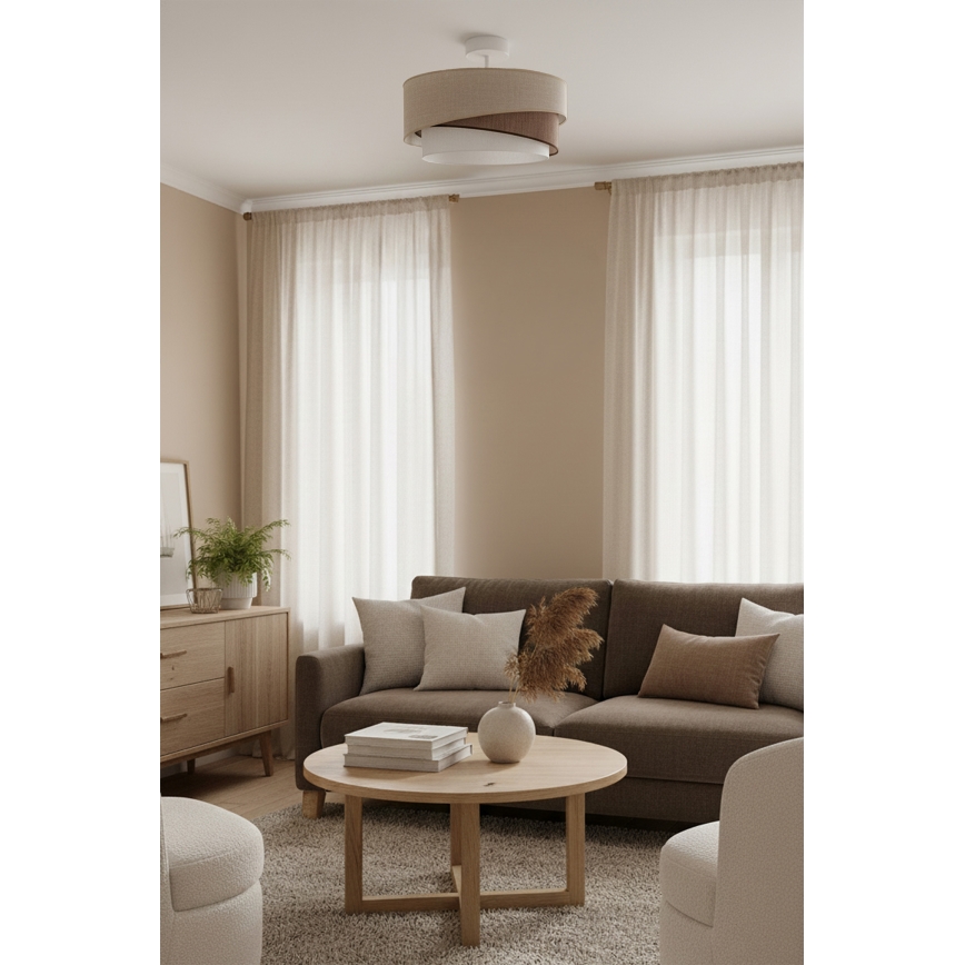 Brilagi - Piestiprināma griestu lampa ARROW 1xE27/60W/230V Ø 45 cm bēša/brūna/balta
