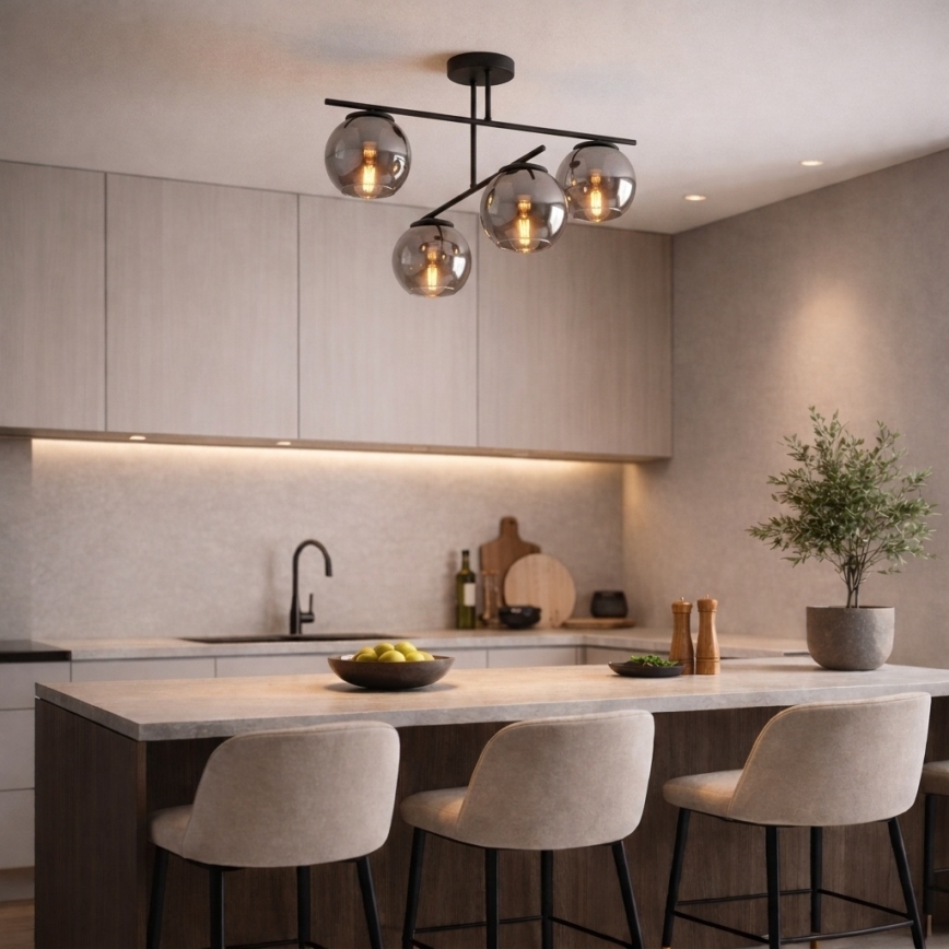 BRILAGI - Piestiprināma griestu lampa DIOR 4xE27/60W/230V melna/dūmakaini pelēka