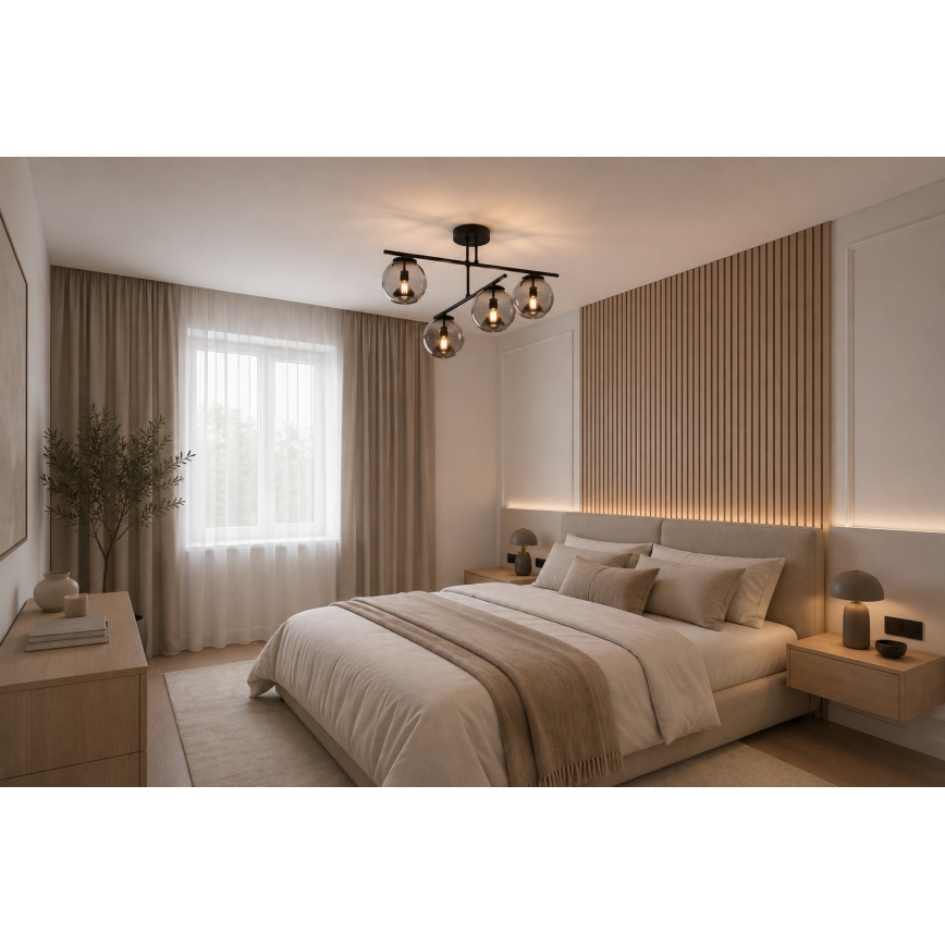 BRILAGI - Piestiprināma griestu lampa DIOR 4xE27/60W/230V melna/dūmakaini pelēka